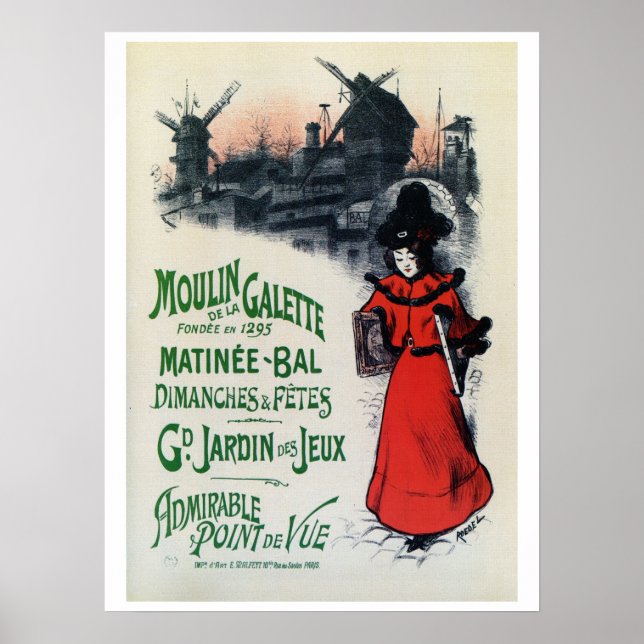 Arte francés de Vintage Moulin de la Galette (Frente)