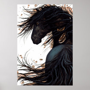 Arte frisio del poster del caballo majestuoso por