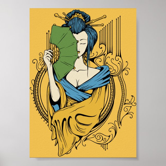 arte geisha de música japonesa decorativa genial (Frente)
