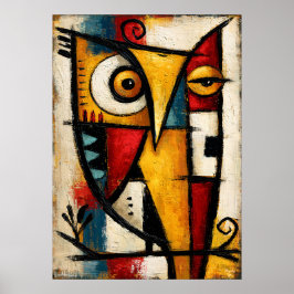 Arte geométrico abstracto audaz búho cubista primi