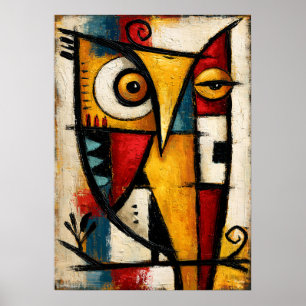 Arte geométrico abstracto audaz búho cubista primi