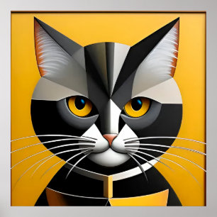 Arte geométrico abstracto de gato