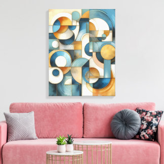 Arte geométrico abstracto de oro blanco azul