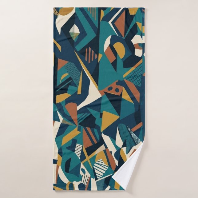 Arte Geométrico Abstracto Moderno - Retro Naranja  (Toalla de baño)