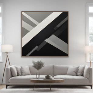 Arte geométrico abstracto negro blanco gris