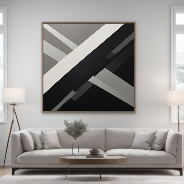Arte geométrico abstracto negro blanco gris (Subido por el creador)