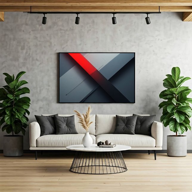 Arte geométrico abstracto rojo y gris en negrita (Subido por el creador)