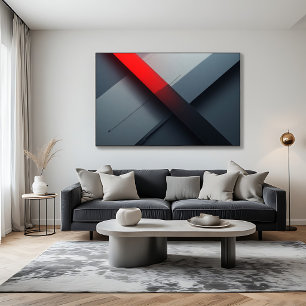 Arte geométrico abstracto rojo y gris en negrita