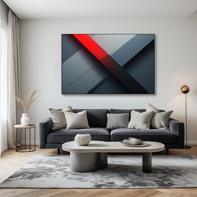 Arte geométrico abstracto rojo y gris en negrita (Subido por el creador)
