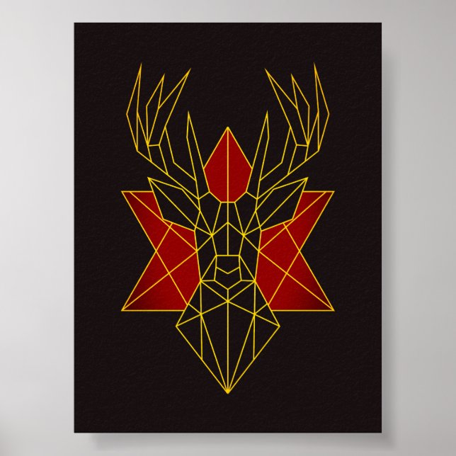 Arte geométrico arte venado rojo ilustracion anima (Frente)