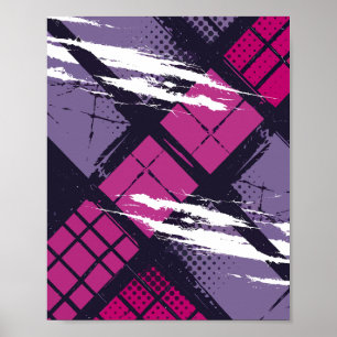 Arte geométrico con tonos magenta y púrpura