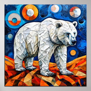 Arte geométrico de animal de pared de oso polar