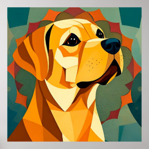 Arte geométrico de perro Labrador Retriever amaril
