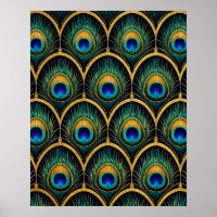 Arte geométrico de pluma de pavo real Art Déco