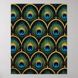 Arte geométrico de pluma de pavo real Art Déco