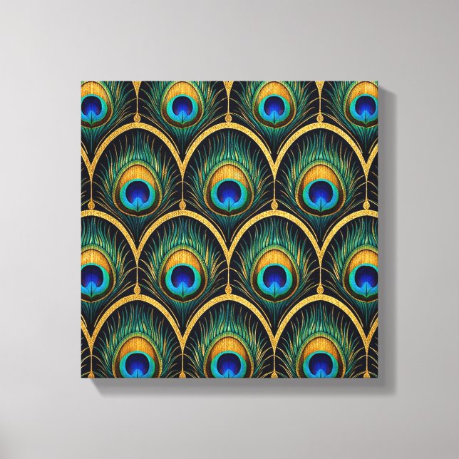Arte geométrico de pluma de pavo real Art Déco (Anverso)