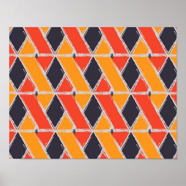 Arte geométrico de trazo de busco amarillo, rojo,  (Frente)