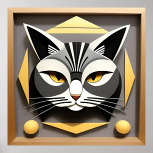 Arte geométrico de un diseño abstracto de gato est