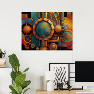 Arte geométrico industrial steampunk