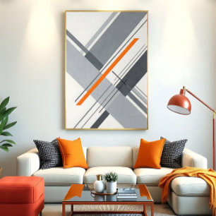 Arte geométrico minimalista con acento naranja