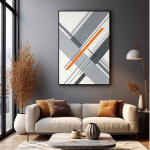 Arte Geométrico Minimalista con Acento Naranja