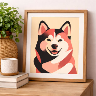 Arte geométrico minimalista de Husky Siberiano Fel