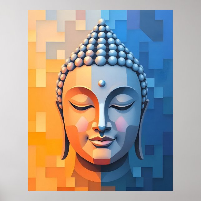 Arte geométrico moderno | Meditar al Buda (Frente)