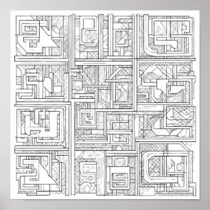 Arte Geométrico Moderno: Patrón de Bloque Digital