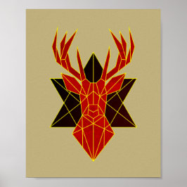 Arte geométrico venado ilustracion animal rojo mod