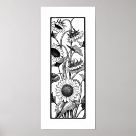 Arte Girasol vertical Imprimir negro y blanco
