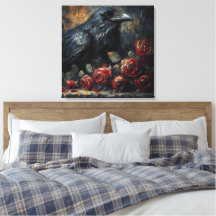 Arte Gótico Cuervo y Rosas Rojas