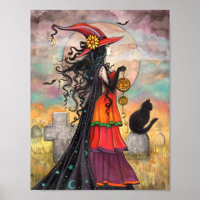 Arte gótico de fantasía de Halloween de Bruja Way (Frente)