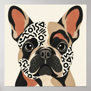Arte gráfico con patrón Memphis de Bulldog Francés