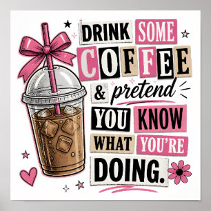 Arte Gráfico de Cita Divertida sobre Beber Café