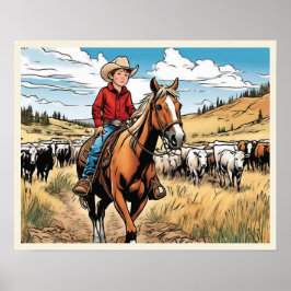 Arte gráfico de Cowboy Cattle Rancher Boy