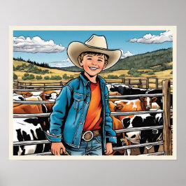 Arte gráfico de Cowboy Cattle Rancher Boy