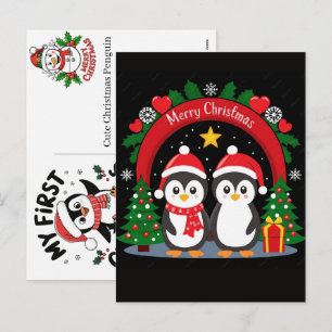 Arte gráfico digital de pingüino de Navidad lindo 
