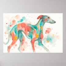 Arte gráfico fino de galgo en acuarela gris colori