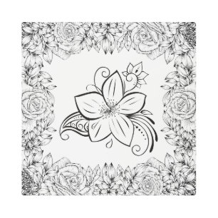 Arte Gráfico monocromo, hermosa flor