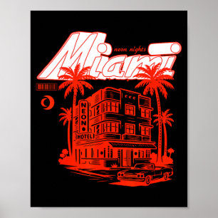 Arte gráfico retro de noches costeras de Miami - a