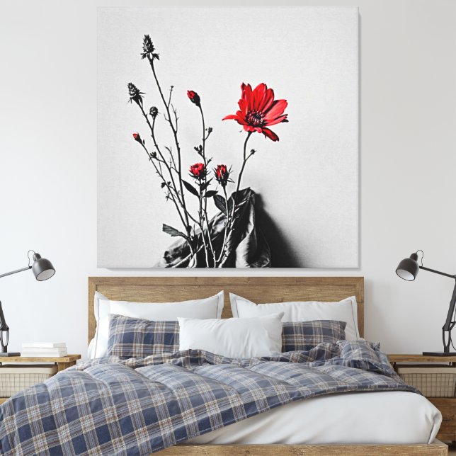 Arte gris de flor roja (Insitu(Dormitorio))