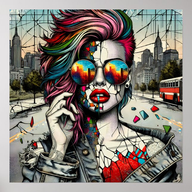 Arte Grunge | Resumen de la mujer fracturada (Frente)