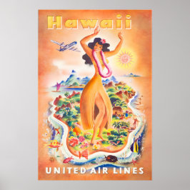 Arte Hawaiano Impresión de Hawái Póster de Viajes 