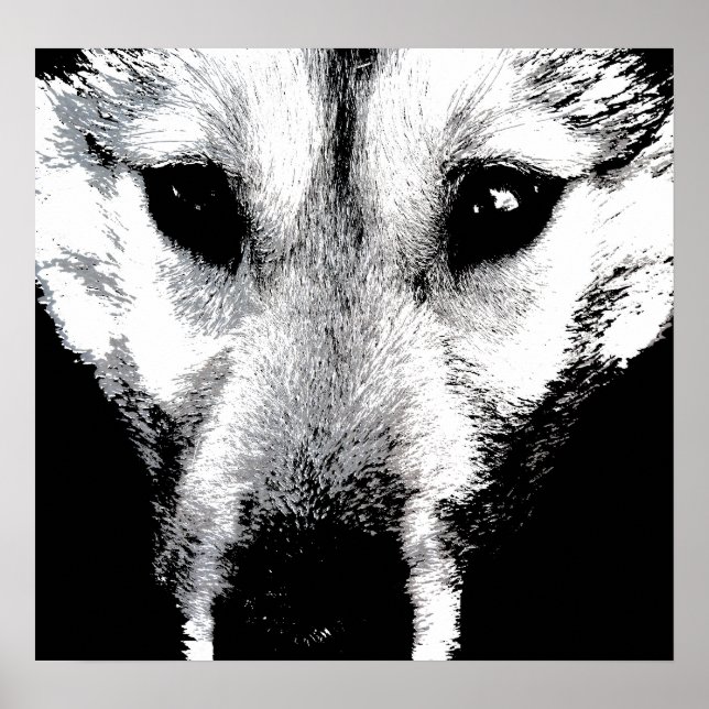 Arte Husky Imprimir Perro Arrojado Art Poster Wolf (Frente)
