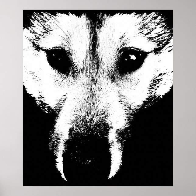Arte Husky Imprimir Perro Arrojado Art Poster Wolf (Frente)