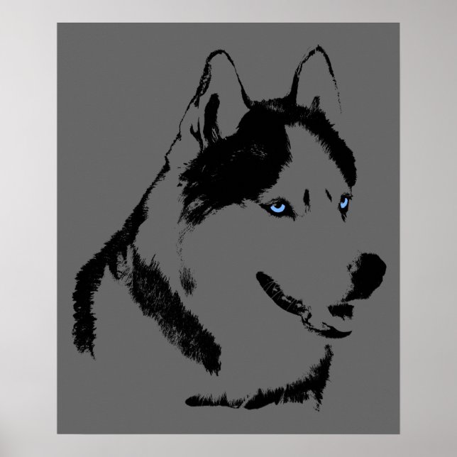 Arte Husky Imprimir Perro Perro Poster Regalos Hus (Frente)