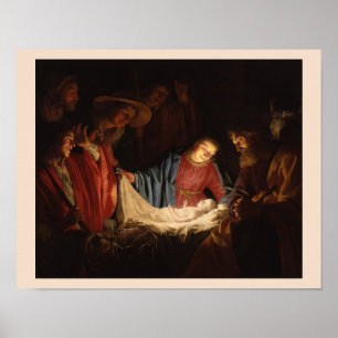 Arte Iluminado del Niño Jesús y María en el Nacimi