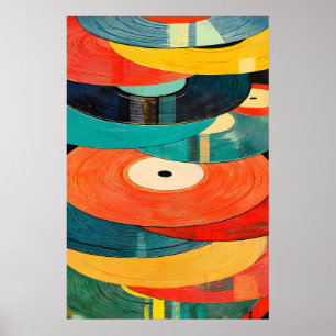Arte impreso abstracto de disco de vinilo retro de