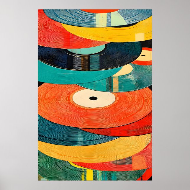 Arte impreso abstracto de disco de vinilo retro de (Frente)