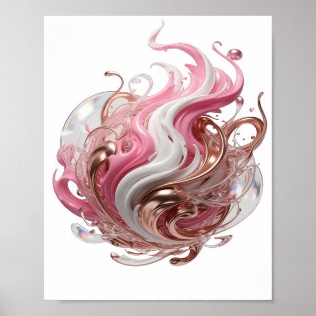 Arte impreso ABSTRACTO de plata dinámico (Frente)
